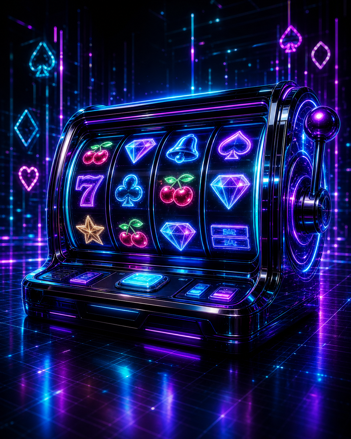 Cyber neon reels slot cover